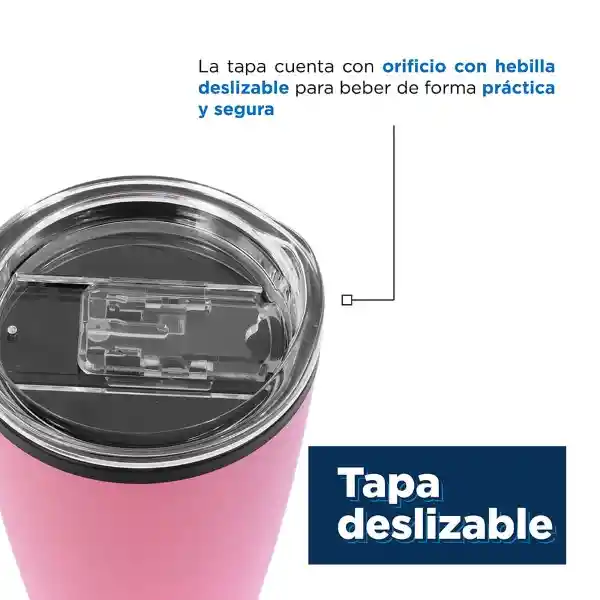 Miniso Vaso de Acero Inoxidable Para Coche Rosa 500 mL