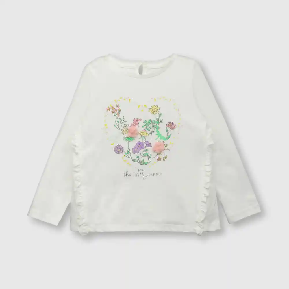 Polera De Bebé Flores Niña Blanca Talla 6/9m