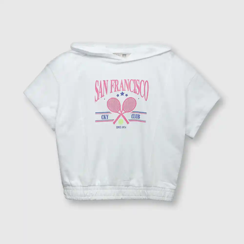 Polerón Deportivo De Niña Blanco Talla 10a