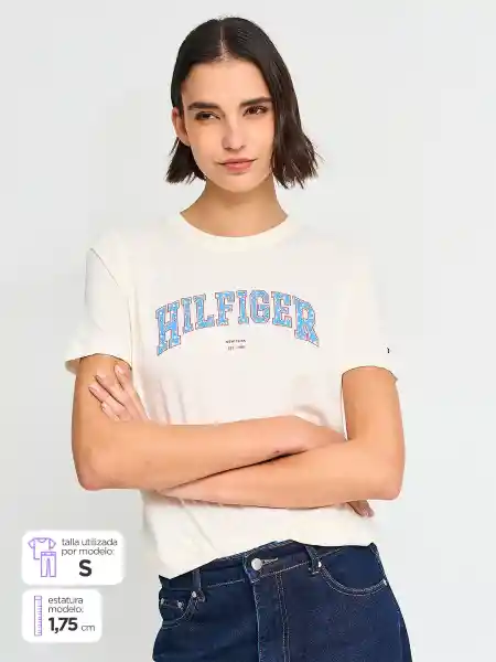 Tommy Hilfiger Polera Flor Crema M V26 WW45061