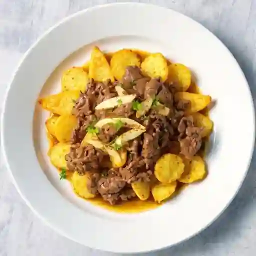 Papa Frita Natural con Churrasco