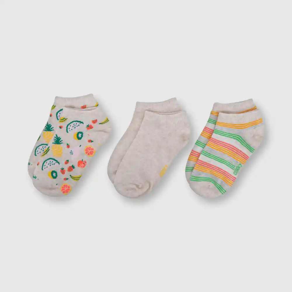 Calcetín Corto Flores De Niña Beige