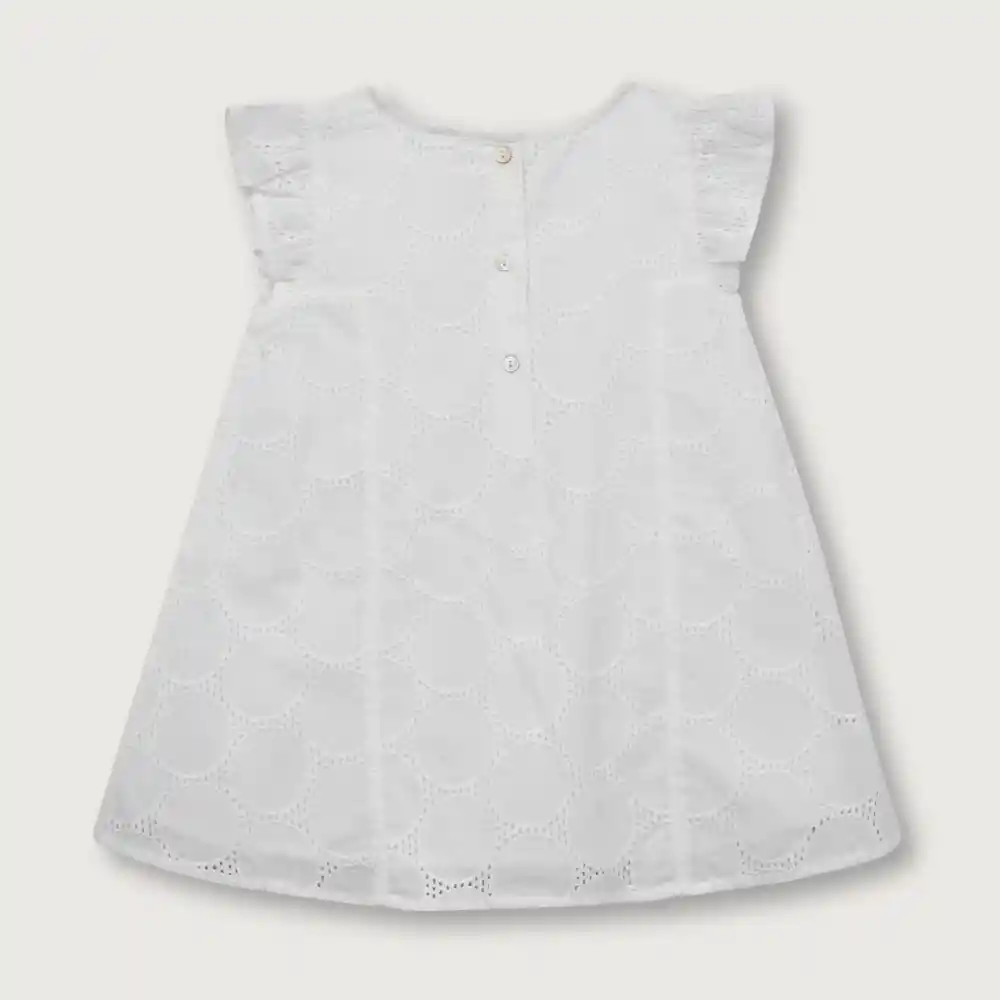 Vestido Manga Corta Con Cortes Niño Blanco Talla 3 Años