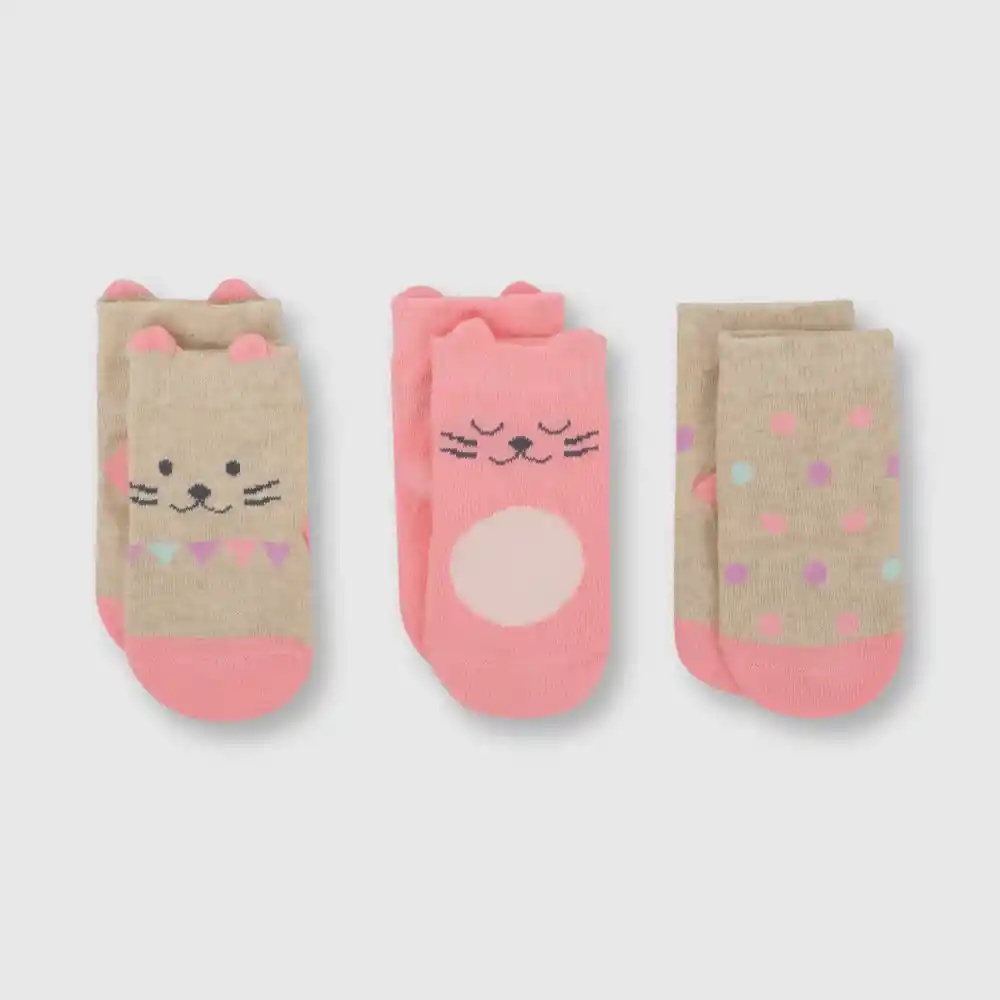 Pack Calcetines Deportivo Ratón Rosado Talla 17/19