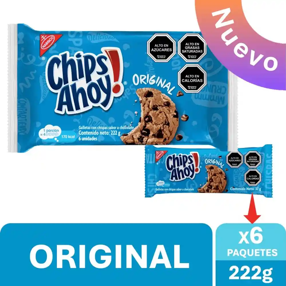 Chips Ahoy! Galletas Con Chips de Chocolate 6 Pack 222 G