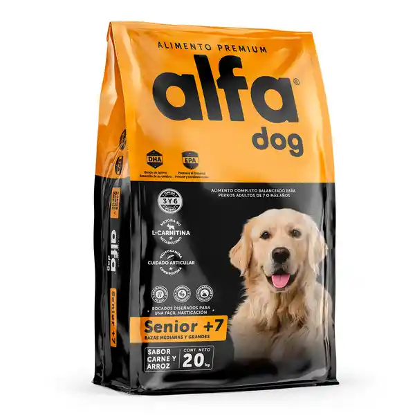 Alfa Dog Alimento Para Perro Receta Carne y Arroz Senior
