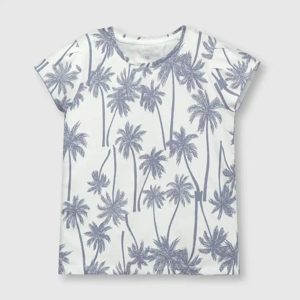 Polera Palmeras De Niña Azul Talla 2a