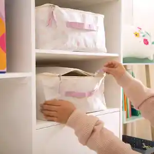 Organizador de Tela Con Cierre Rosa 35 x 35 x 16 cm