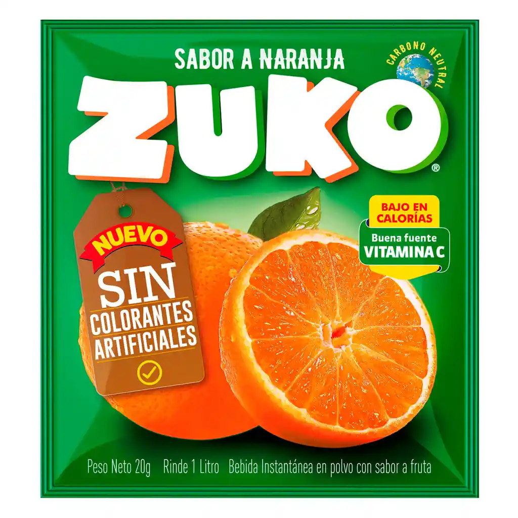 Zuko Jugo en Polvo Sabor a Naranja 