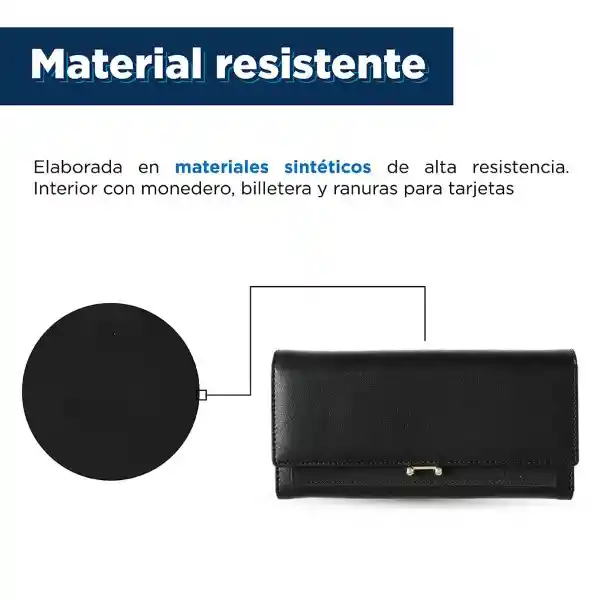 Miniso Billetera de Mujer Con Parche de Gamuza Decoracion Negro