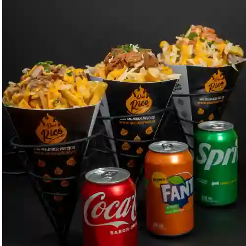 3 Conos 4 Salsas y 3 Bebidas