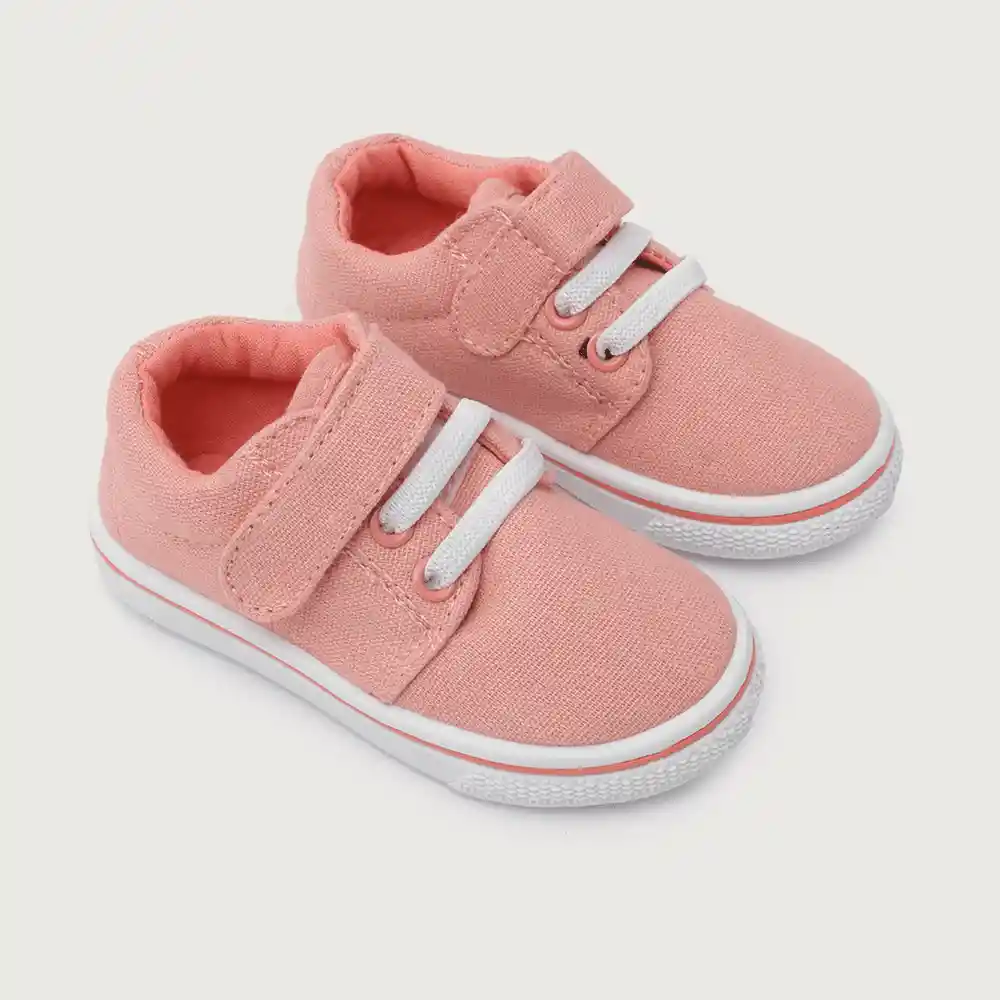 Zapatillas Urbana Textil Para Niño Rosa/blanco Talla 27