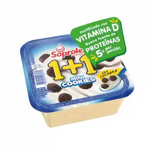 2 x Yogurt 1+1 Cookies Mini Con Chuchara Soprole 140 g