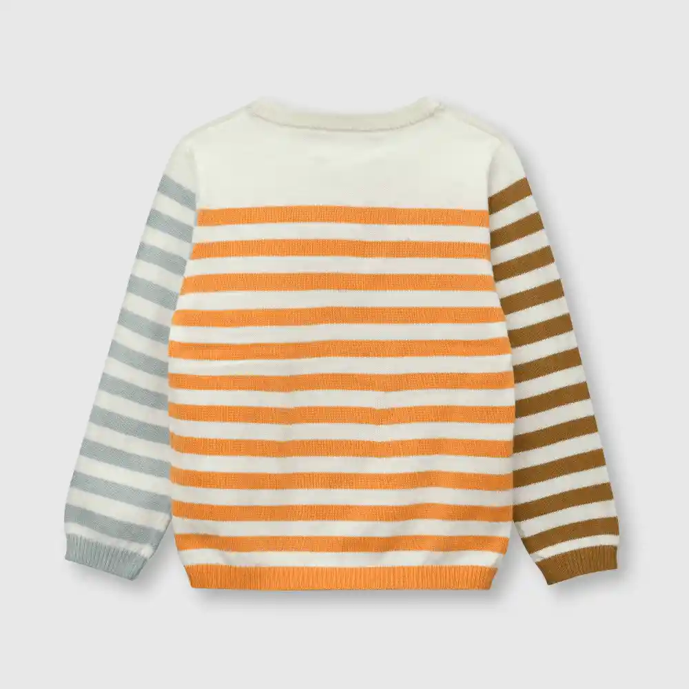 Sweater Listado De Bebe Niño Blanco Talla 18/24m