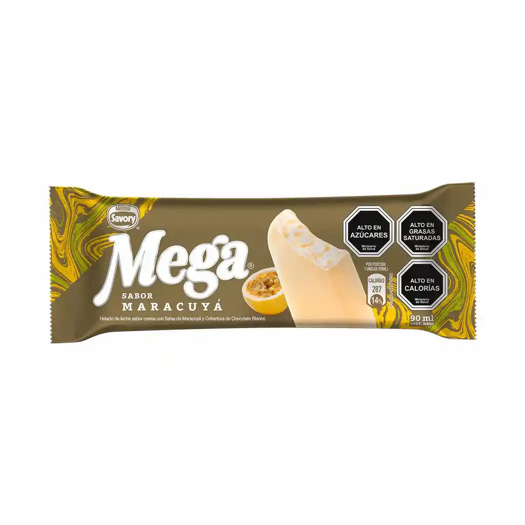 Mega Helado Sabor a Maracuyá y Cobertura de Chocolate Blanco
