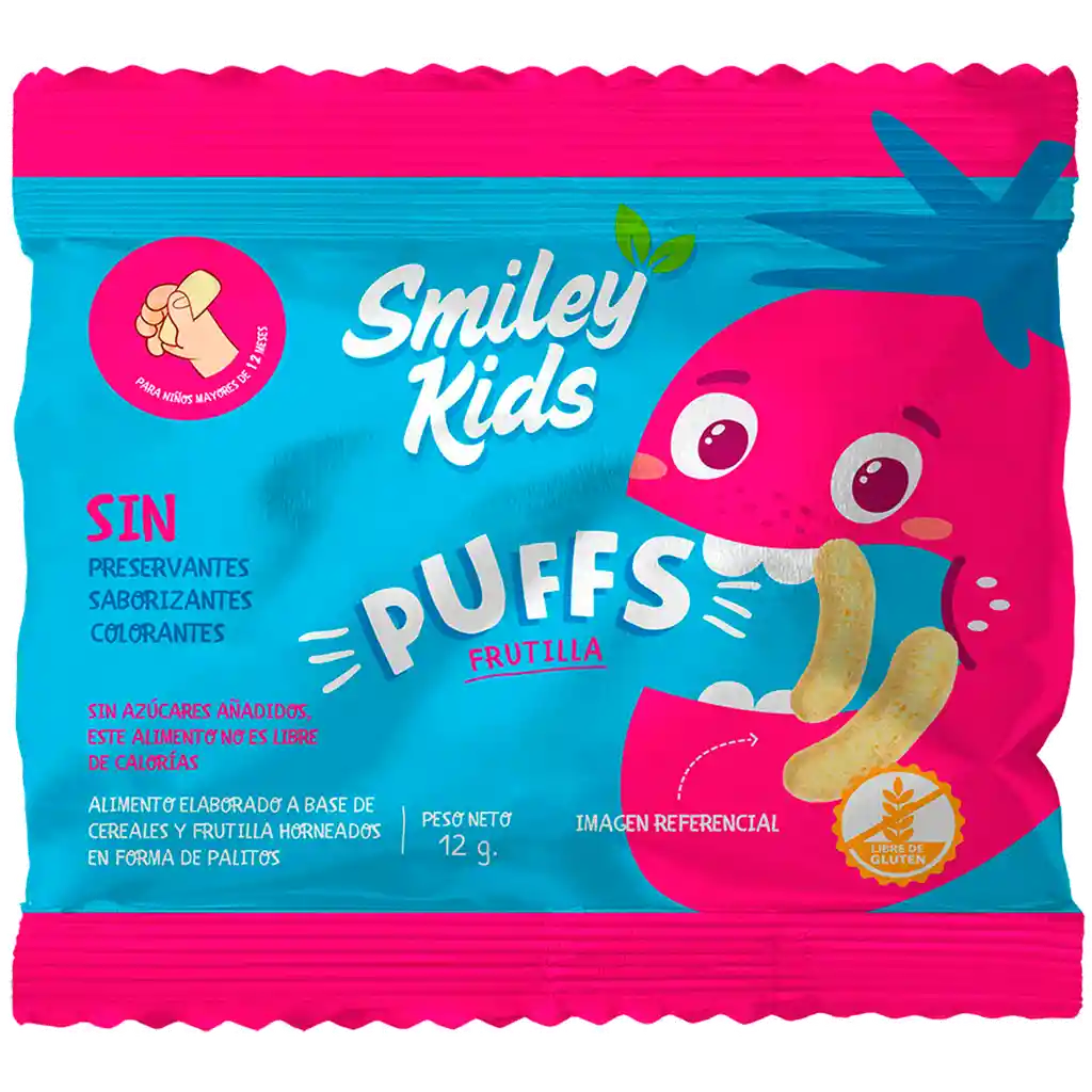 Smiley Kids Puffs de Frutilla a Base de Cereales sin Azúcar
