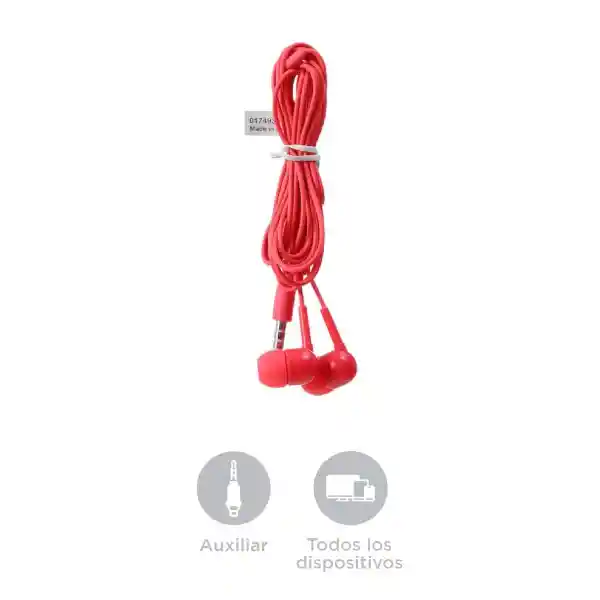 Miniso Audífonos de Cable Estuche en Forma de Capsula Rojo