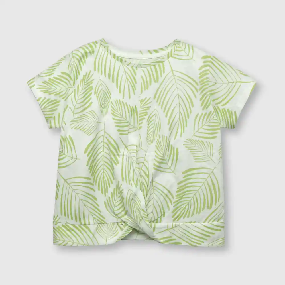 Polera Tropical De Niña Blanca Talla 4a