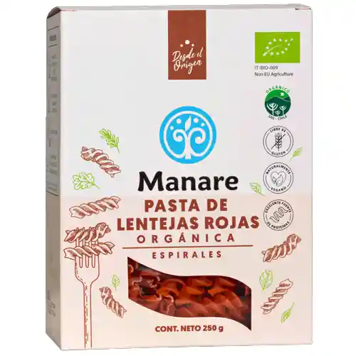 Manare Espirales de Lentejas Rojas Orgánicas