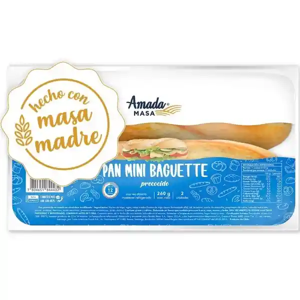 Amada Masa Mini Pan Baguette Precocido Masa