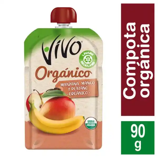 Vivo Compota Orgánica Manzana Pltano y Mango