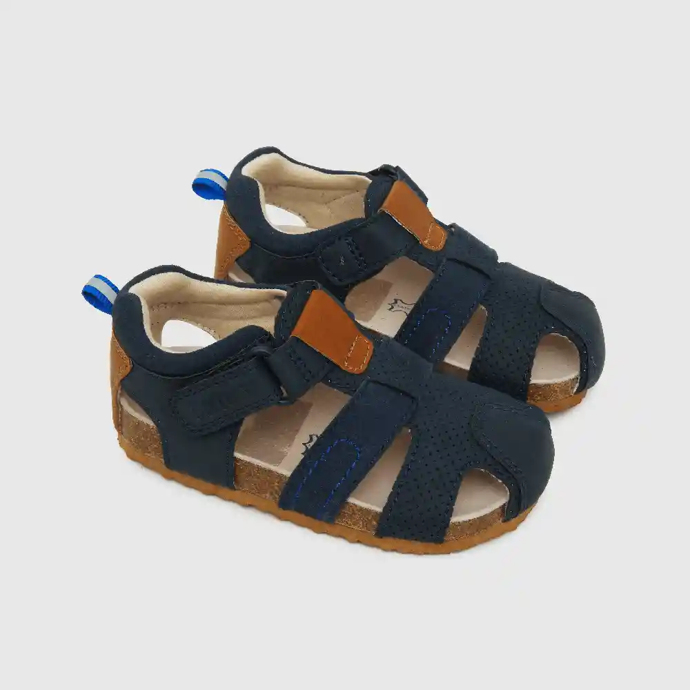 Sandalias Velcro Corto Para Niño Azul Talla 27
