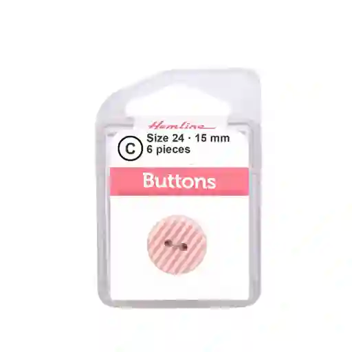Botón Plástico Líneas Rosado 15 Mm 6 Hb02124.15 15 Mm 6