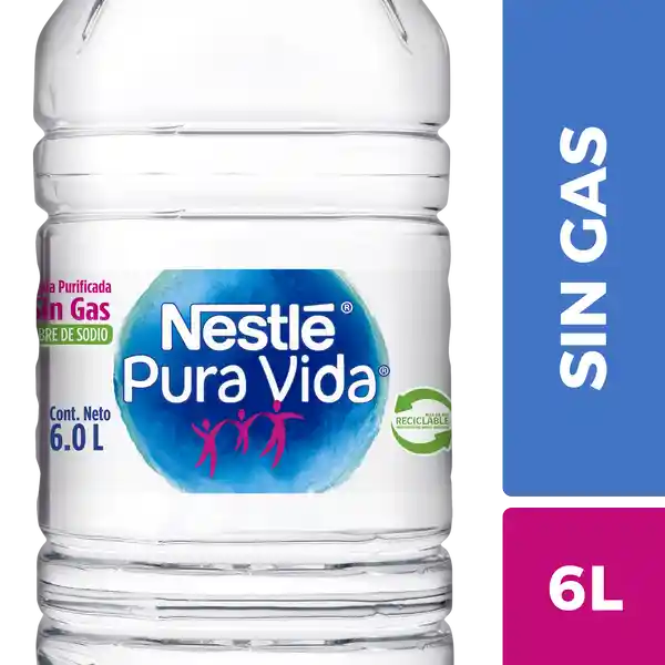 Pura Vida Agua Sin Gas Purificada 6 L