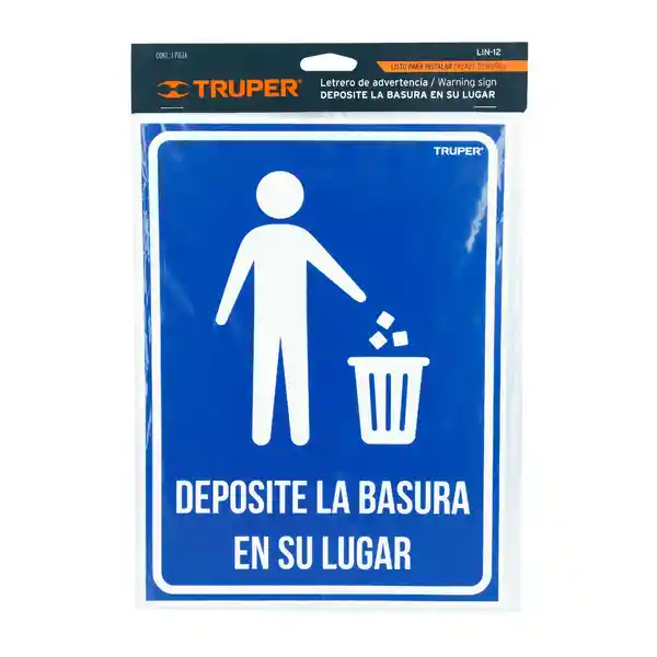 Truper Letrero "Deposite la Basura en su Lugar" 28 cm