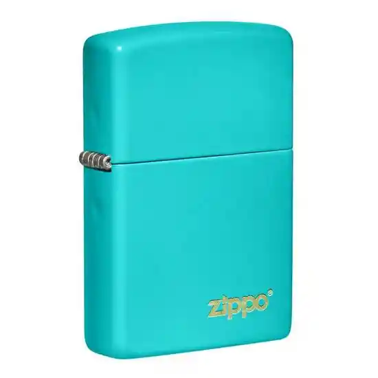 Zippo Encendedor Lighter Flat Turquoise Logo Turquesa