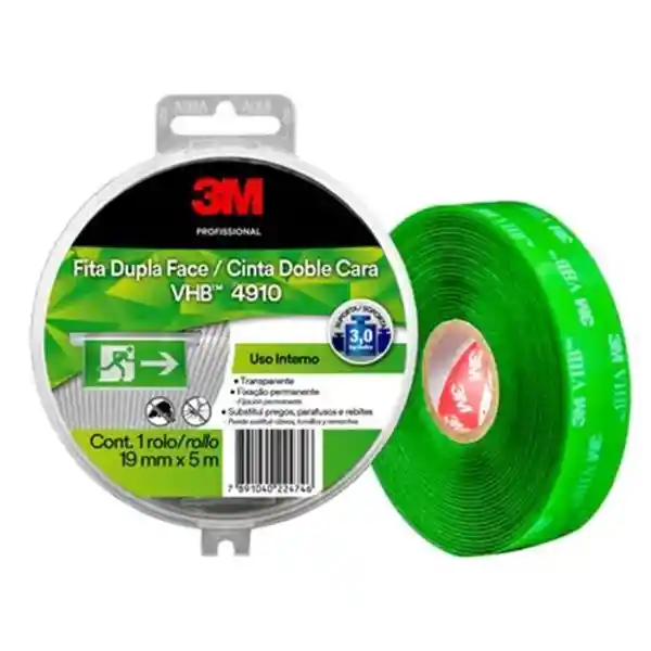 3M Cinta de Montaje VHB Transparente 19 mm x 5 m 4910