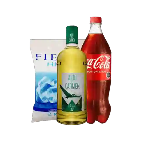 Combo Alto Del Carmen Pisco + Coca Cola Original  + Fiesta Hielo