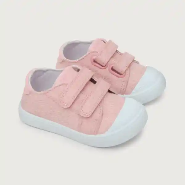 Zapatillas Urbana Lona Doble Velcro Niña Rosado Talla 18 Opaline