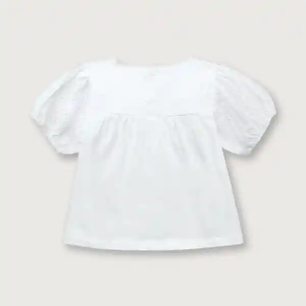 Polera Manga Globo de Niña Blanco Talla 3A Opaline