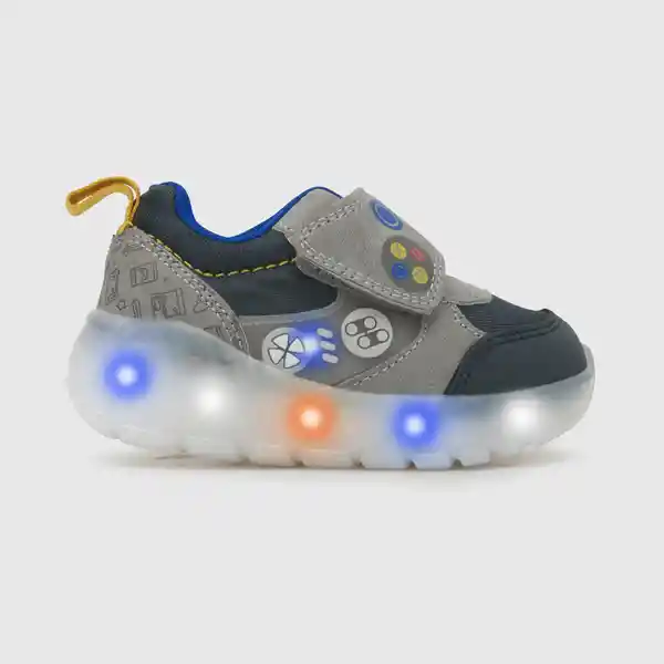 Zapatillas Para Niño Luces Velcro Gris Talla 25 Colloky