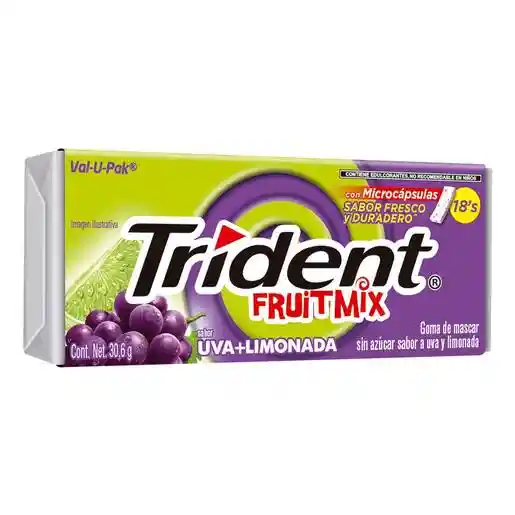 Trident Chicle Sin Azucar Sabor Uva Limonada 18 Un