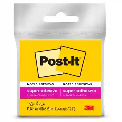 3M Nota Adhesiva Amarillo Neón 76 x 76 mm 654