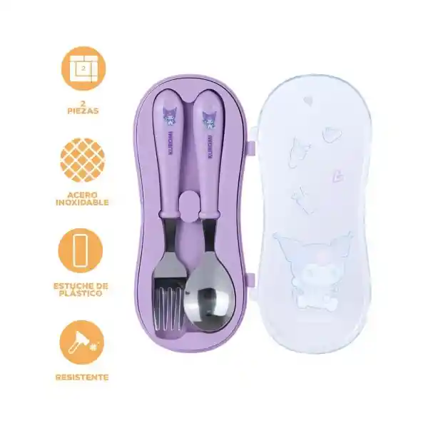 Kit Cubierto Con Estuche Morado Miniso