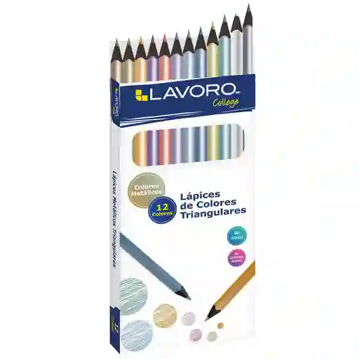 Lavoro Lápiz de Color Largo Triangular Colores Metálicos