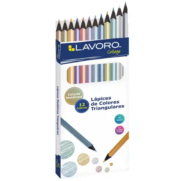 Lavoro Lápiz de Color Largo Triangular Colores Metálicos