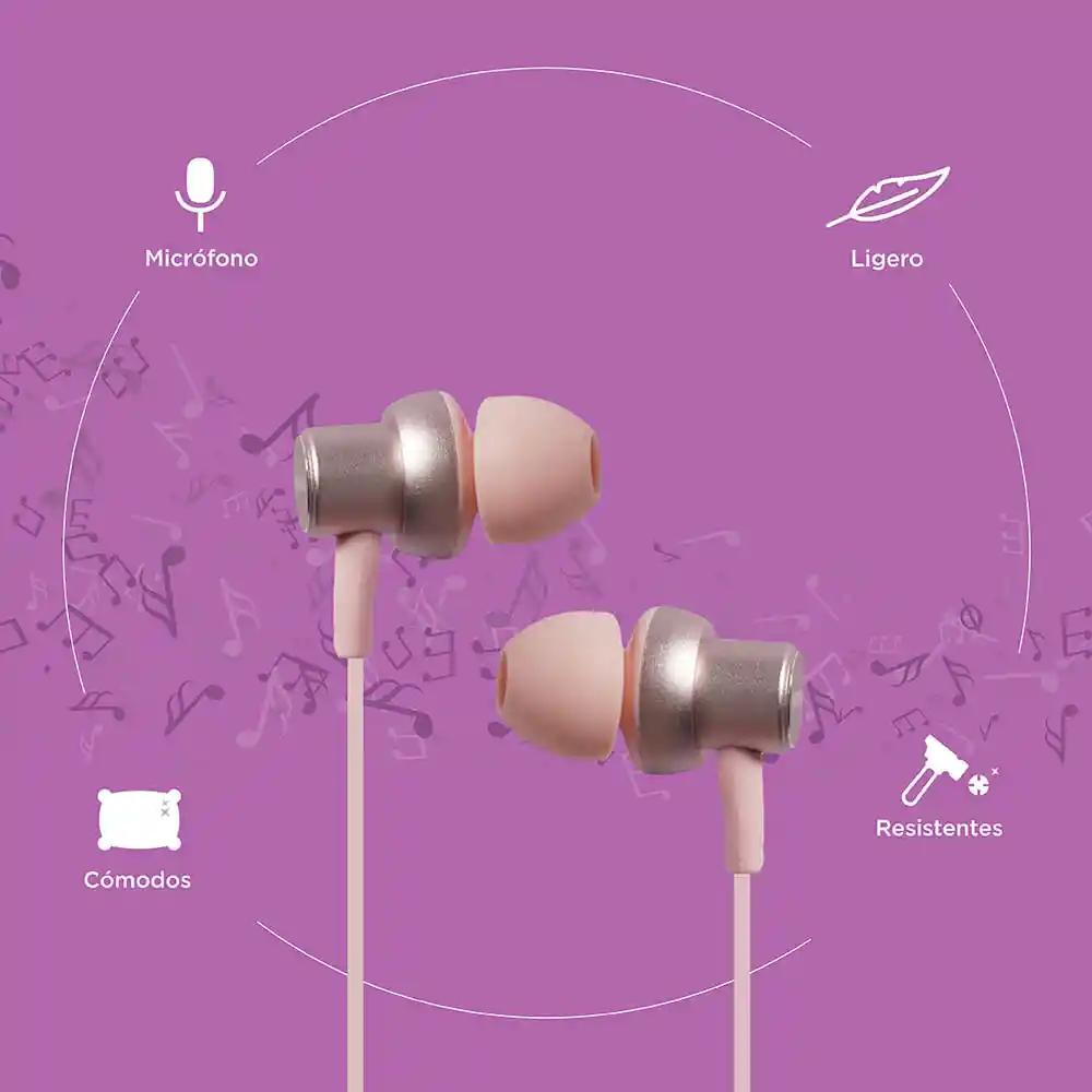 Miniso Audífonos Metalicos Stereo R3 Rosa