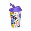 Vaso Térmico Plástico Con Diseño Morado 400 mL