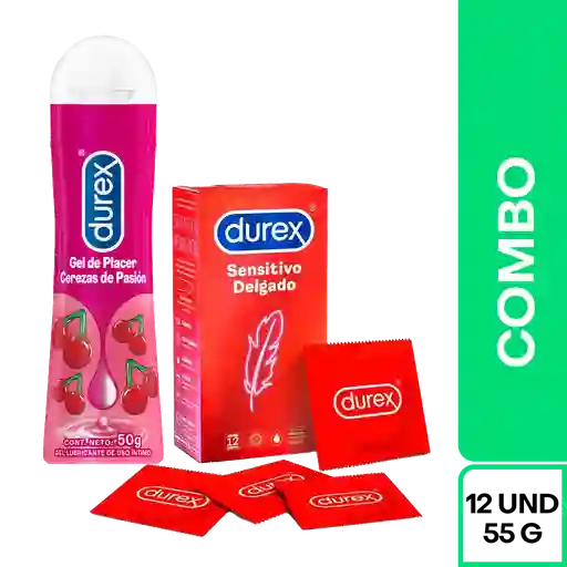Combo Durex Red Condón Sensitivo 12 Und + Lub Cherry