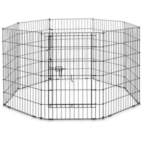 Corral de Ejercicio Ajustable de Acero Negro Para Perro Chico