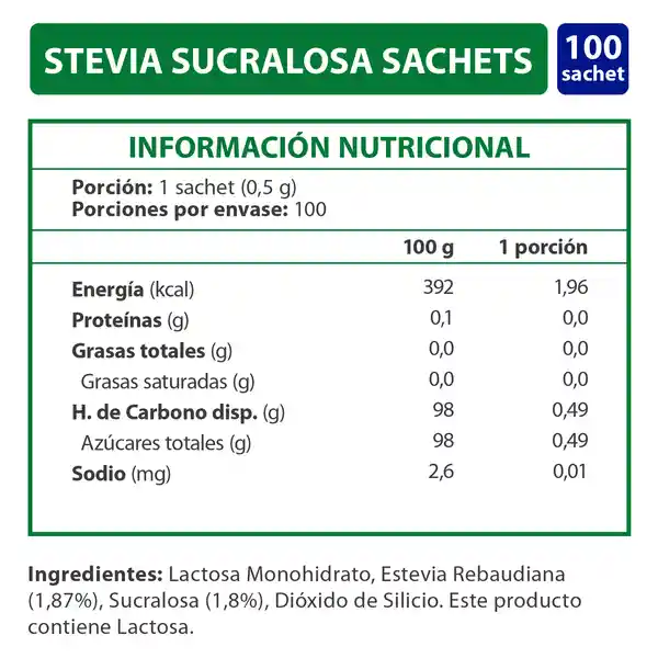 Iansa Endulzante Cero K Stevia Y Sucralosa En Sachet 100 Un