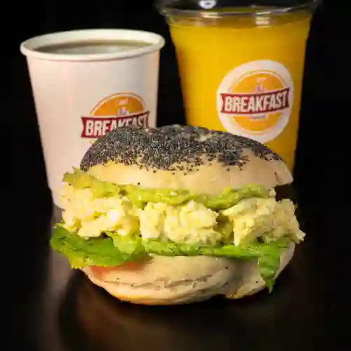 Bagel, Coffee y Orange Juice