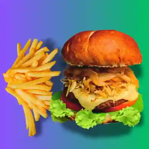 Burger Vegan Bacán + Papas Fritas