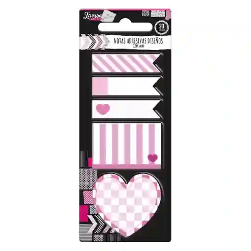 Lavoro Nota Adhesiva Plástica Corazón Rosa y Blanco 497972