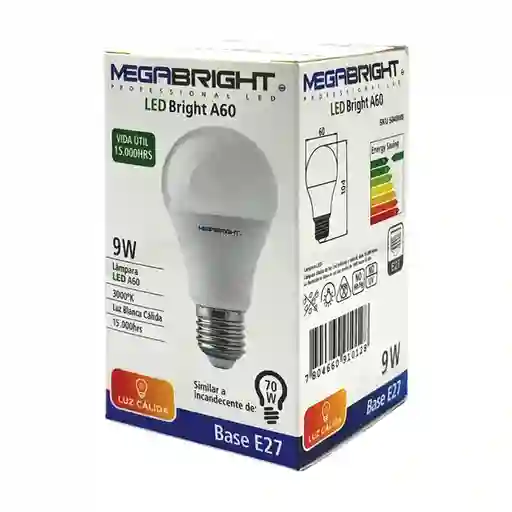 Megabright Ampolleta Led Luz Cálida 9.5W E27