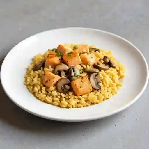 Risotto Salmon Champiñones y Centolla